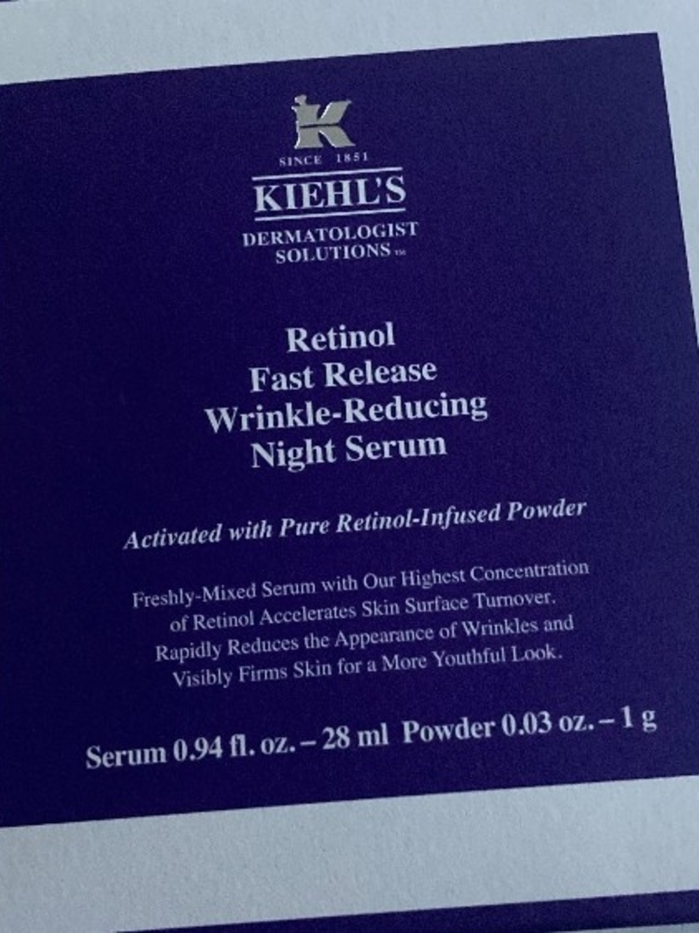 Kiehl's Retinol Fast Release Wrinkle-Reducing Night Serum BRAND NEW im Box